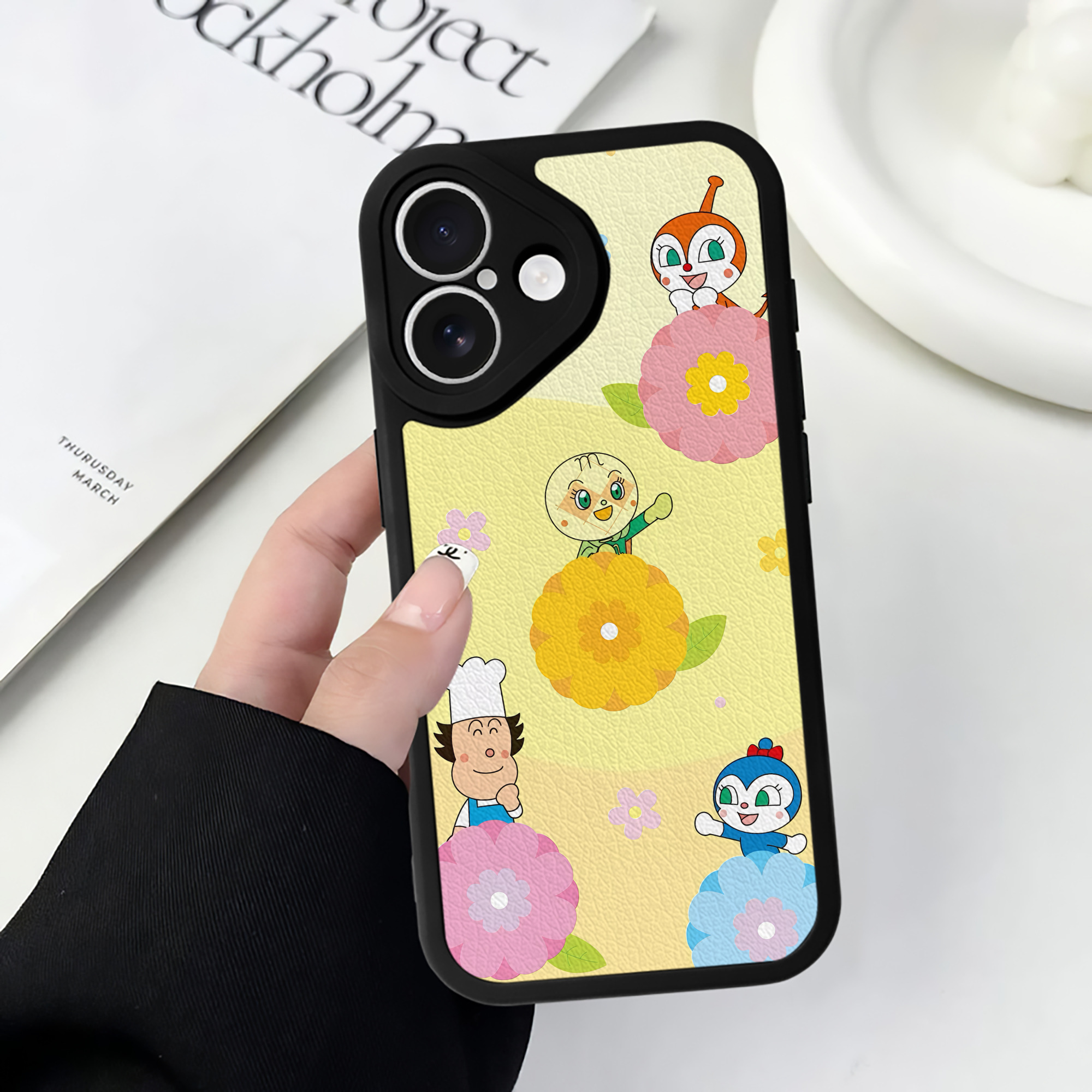 （画像用） アンパンマン Anpanman 【iPhone 16シリーズ対応】シリコンスマホケース（レザー調） 材質：シリコン